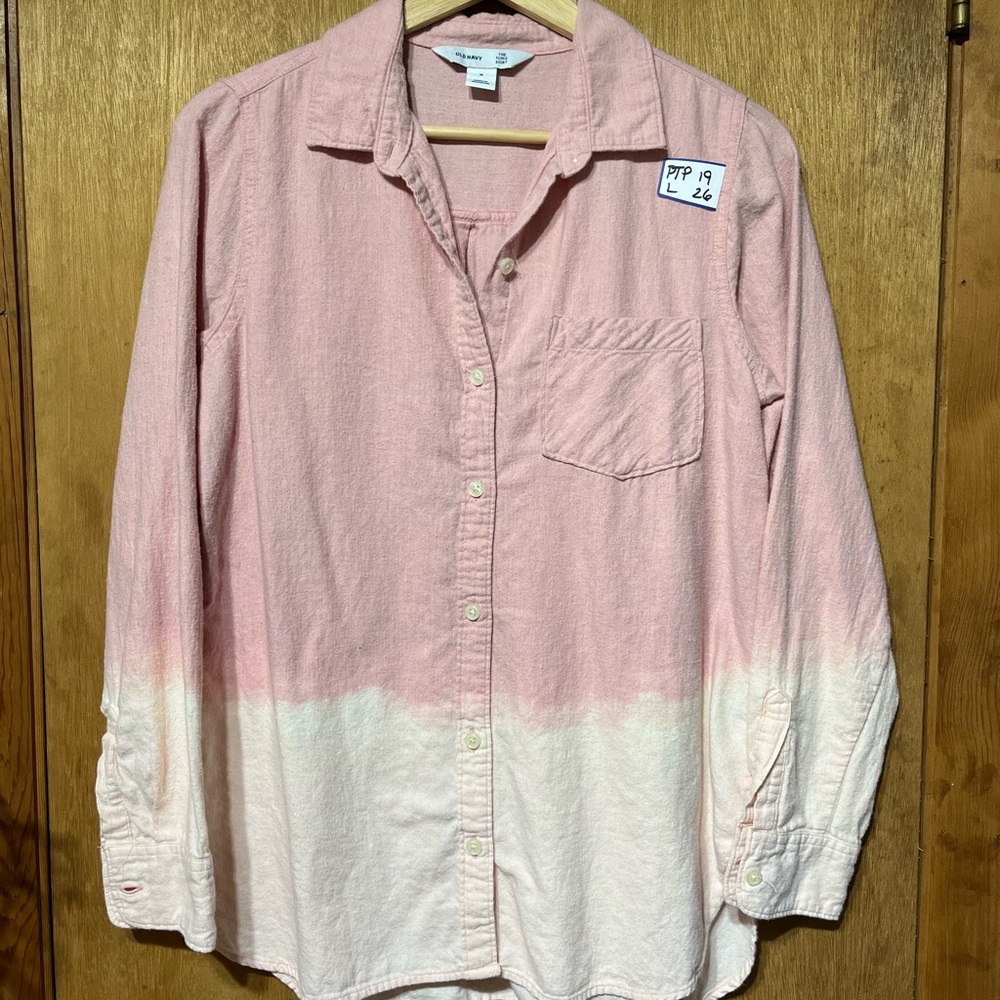 Old Navy Pink and White Button‎ Down Shirt